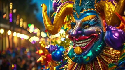 Fototapeta na wymiar The dazzling and colorful Mardi Gras carnival