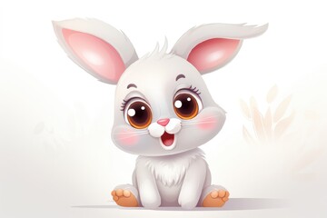Illustration of a cute white rabbit on a white background