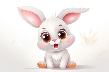 Obraz premium Illustration of a cute white rabbit on a white background