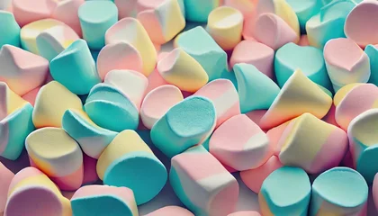 Tuinposter creative marshmallows background in vibrant colors © Irene