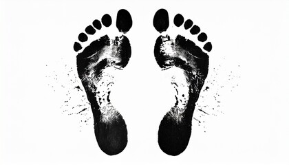 black human footprint white background isolated close up adult foot print pattern illustration...