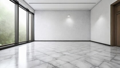empty room with marble floor and white wall