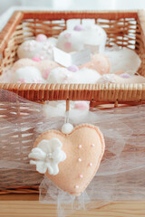 Souvenir box decorated with a heart in a baby's birthday