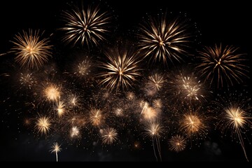 Fototapeta na wymiar Colorful celebration fireworks on a black sky background