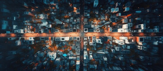 Aerial view of city from drone.