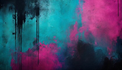 colorful teal pink blue and black urban wall texture modern pattern for wallpaper design creative modern urban city background for advertising mockups grunge messy street style new wave background - obrazy, fototapety, plakaty
