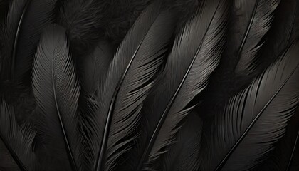 beautiful dark black feather pattern texture background - obrazy, fototapety, plakaty