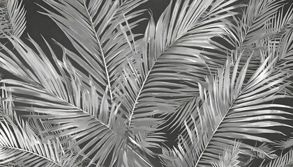 silver palm tree leaves background silver flower leaf texture gray metal tropical foliage backdrop...