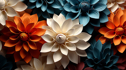 Colorful seamless flower for wall tiles design. 3d illustration and 3d rendering.