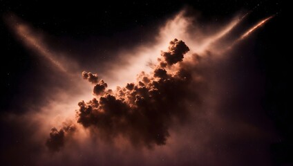 Fototapeta na wymiar Brown Powder Explosion Against a Black Background. Abstract Brown Smoke.