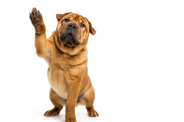 Obraz premium Canine Hello: Sharpei's Paw Wave