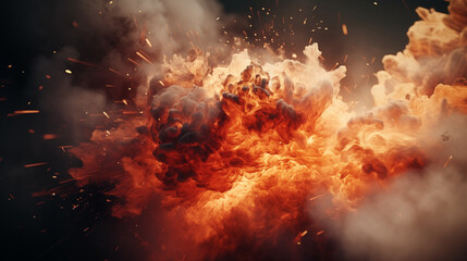 War abstract background with fire smoke and explosions. Ai Generated. 