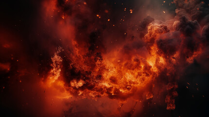 Fototapeta na wymiar War abstract background with fire smoke and explosions. Ai Generated. 