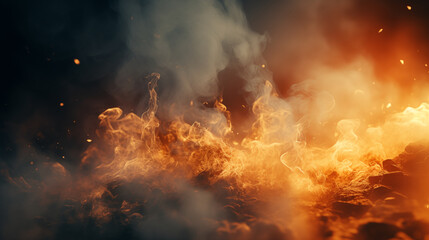 War abstract background with fire smoke and explosions. Ai Generated.  - obrazy, fototapety, plakaty