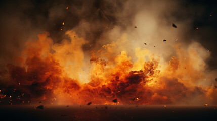 War abstract background with fire smoke and explosions. Ai Generated. 