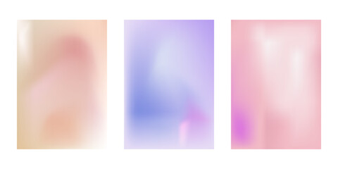 Set of pastel pink, blue, beige, purple gradient background. Soft color, modern template for screen, webpage, banner, social media.	