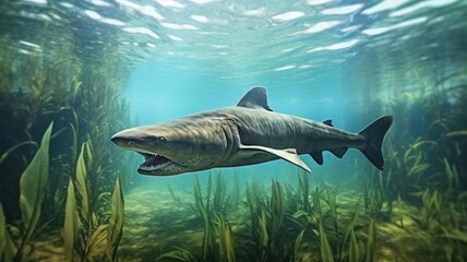 Fototapeta premium Bamboo shark fish swimming ocean underwater realistic photography 