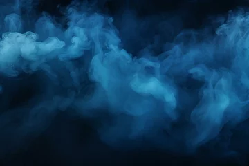 Foto op Canvas Mysterious fog overlay on black background. Blue smoke and clouds ideal for cinematic scenes. Generative AI © Grayson