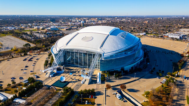 AT&T Stadium in Arlington, TX, completed in 2009, is home to the NFL Dallas Cowboys Football Team.