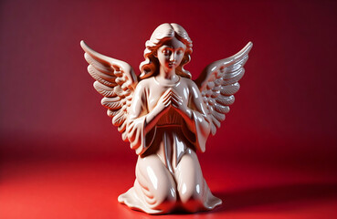Angel statue praying with copy space