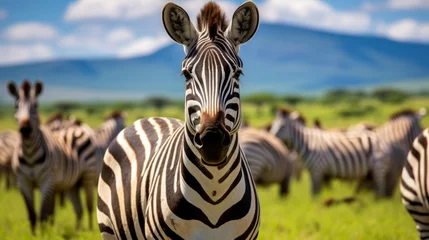 Foto op Plexiglas zebra in the grass © Hussam