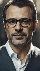 Fototapeta premium portrait of a man wear glasses small beard 