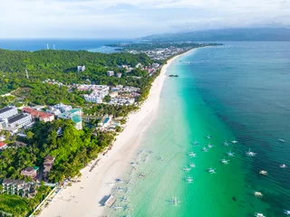 Runde Acrylglas Antireflex-Bilder Boracay Weißer Strand Aerial view of Boracay Island, White Beach, Western Visayas, Philippines.