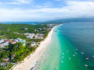 Fototapete Boracay Weißer Strand Aerial view of Boracay Island, White Beach, Western Visayas, Philippines.