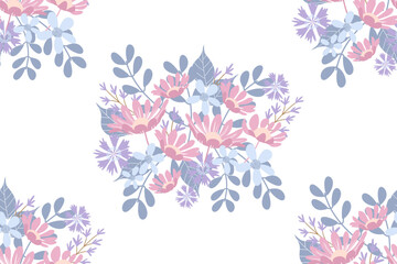 Floral pattern seamless. Spring summer pink flower batik pattern background border frame vector illustration. Flowers motifs.