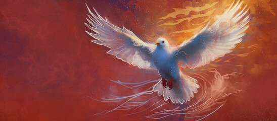 Pentecost. Holy Spirit. Watercolor - obrazy, fototapety, plakaty