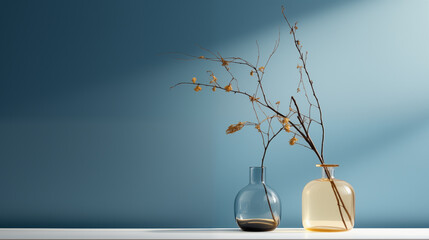 still life with vase an spring tree branch 