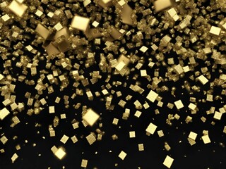 background of golden cubes particles