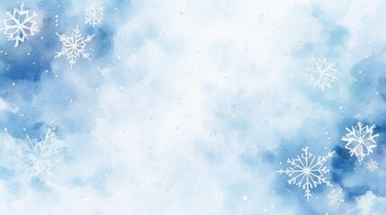 Fototapeta na wymiar Watercolor painted abstract background with snowflakes. Winter concept.