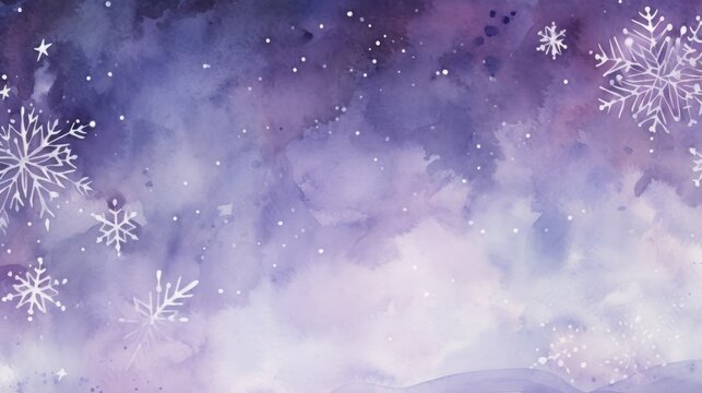Watercolor painted abstract background with snowflakes. Winter concept.