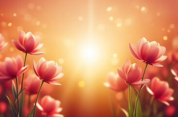 Obraz premium background illustration with flowers. illustration of a Tulip. Idea for books, calendars, postcards, stickers.