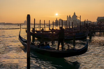 Venice Sunset Phase with boat life and water reflection