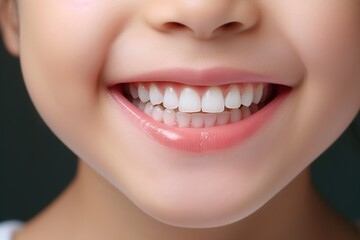 Fototapeta premium Smile with white healthy teeth of little girl