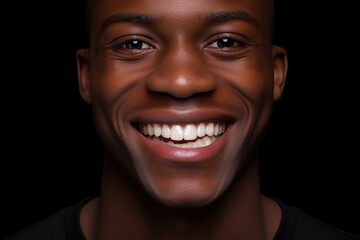Portrait of young african american man with white healthy teeth