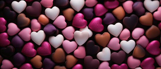 Valentines day background with multicolored hearts.