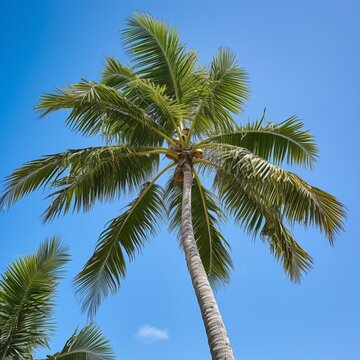 Beautiful coconut palm tree tropical beach island picture