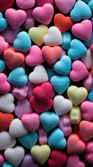 Fototapeta premium Colorful heart shaped candy for valentine's day background.