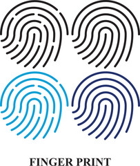 Fingerprint Artificial intelligence black & white and colorful icon set. Editable icon set of AI Fingerprint isolated on white background. high quality icon set of AI.