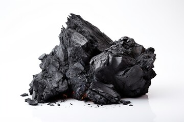 Smoldering coal isolated on white background