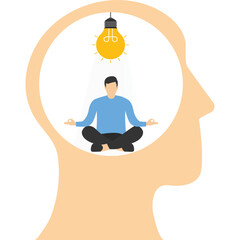 Mental health illustration. The character does yoga to fight mental disorders struggling with stress, depression, emotional exhaustion and other psychological problems. Psychotherapy concept.

