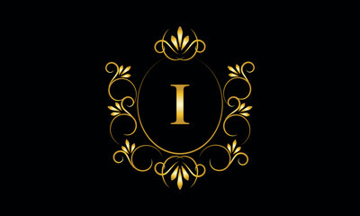 Stylish elegant monogram with initial letter I, elegant modern logo design