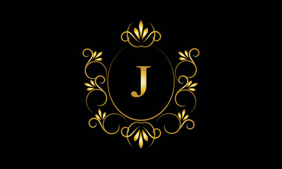Stylish elegant monogram with initial letter J, elegant modern logo design
