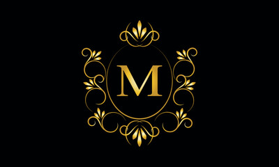 Stylish elegant monogram with initial letter M, elegant modern logo design