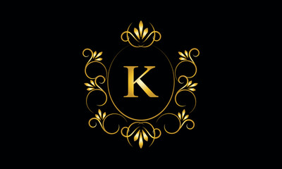 Stylish elegant monogram with initial letter K, elegant modern logo design