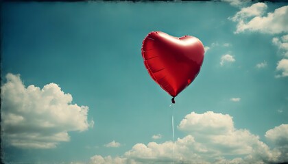 Fototapeta premium heart shaped balloon in sky
