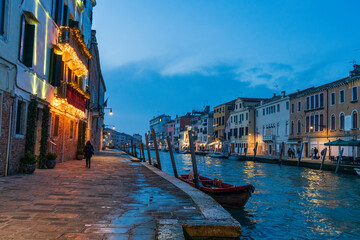 Venice old city at night life view